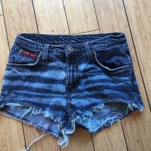 Hard Tail Frayed Bleached Jean Shorts Sz 29